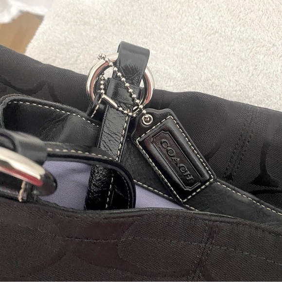 Coach Gabby Signature Authentic Black Canvas Monogram Tote Shoulder Bag Large - Picture 7 of 12